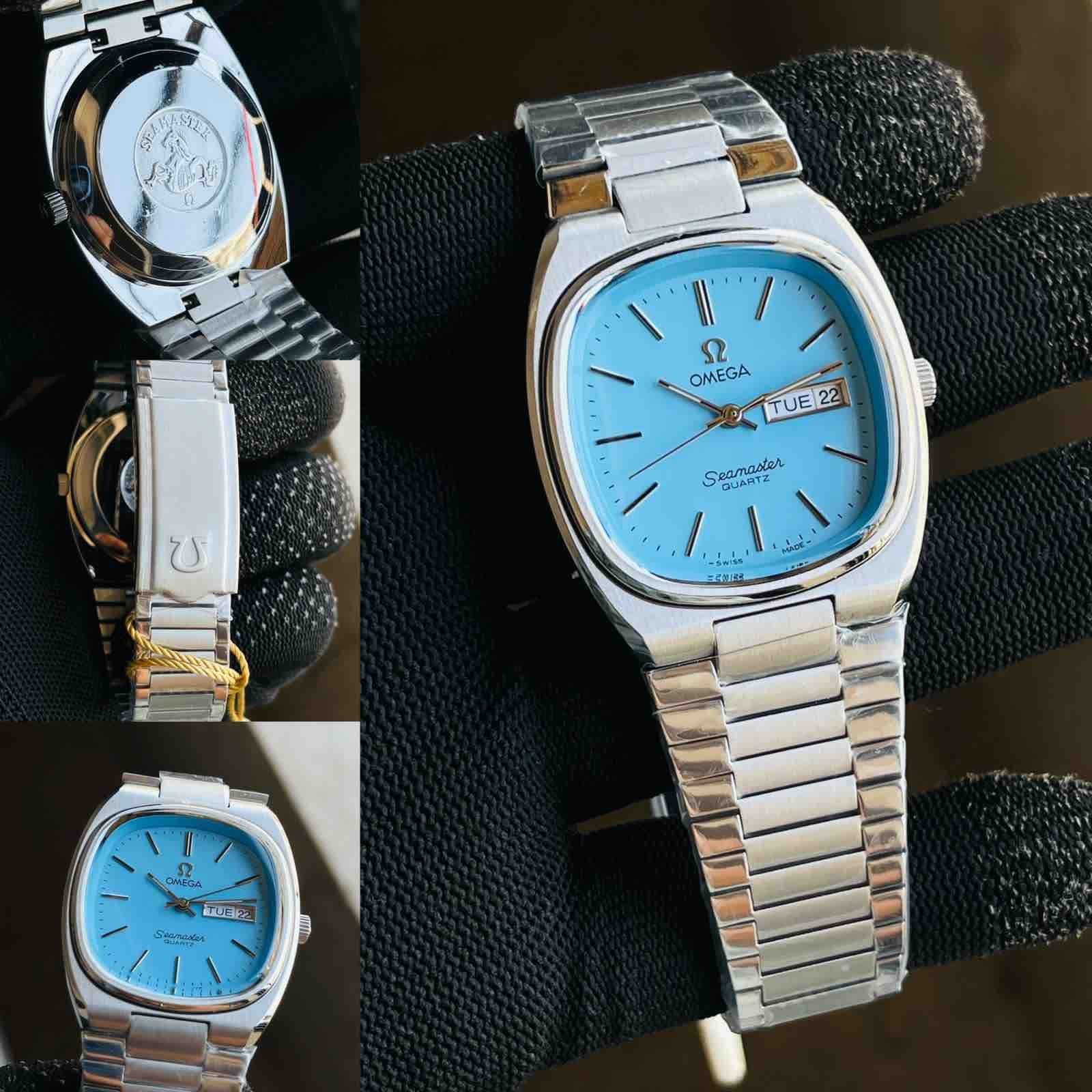 Omega Speedmaster Slim Silver Blue Metal Watch