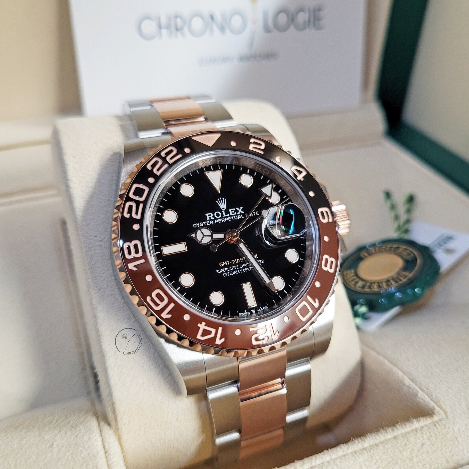 GMT-Master II Everose gold and Black dial.