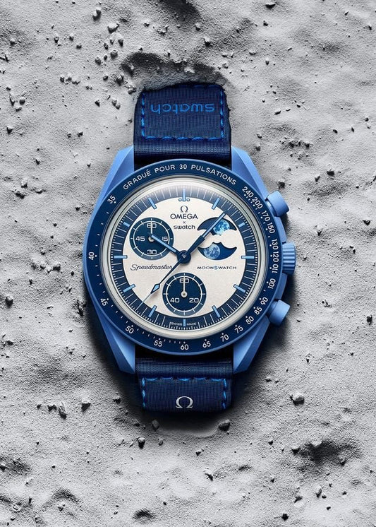 Swatch X Omega Bioceramic Moonswatch Mission To Moon Blue With Kit