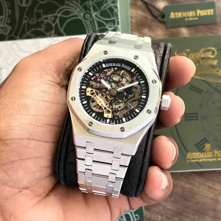 Audemars Piguet Royal Oak Double Balance Wheel Open worked Stainless steel Skeleton Dial Automatic Mens Watch