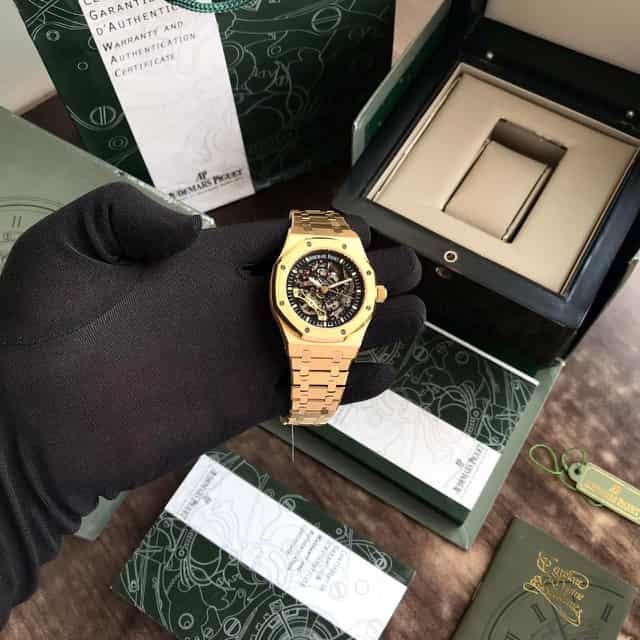Audemars Piguet Royal Oak Double Balance Wheel Open worked Rose gold Skeleton Dial Automatic Mens Watch