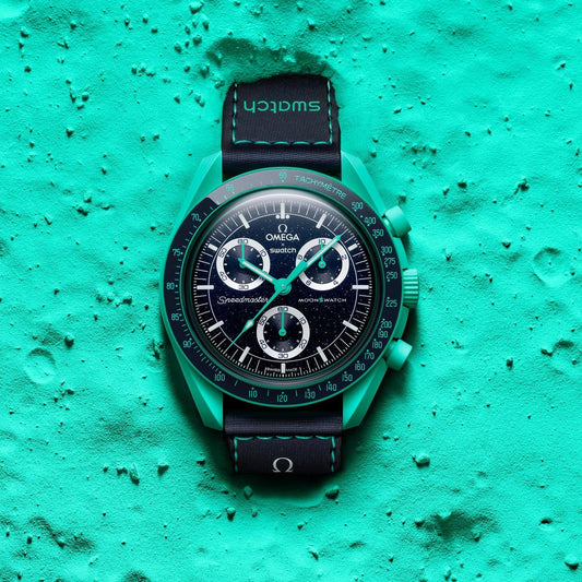 Swatch X Omega Bioceramic Moonswatch Mission To The Moon Earth Blue With Kit