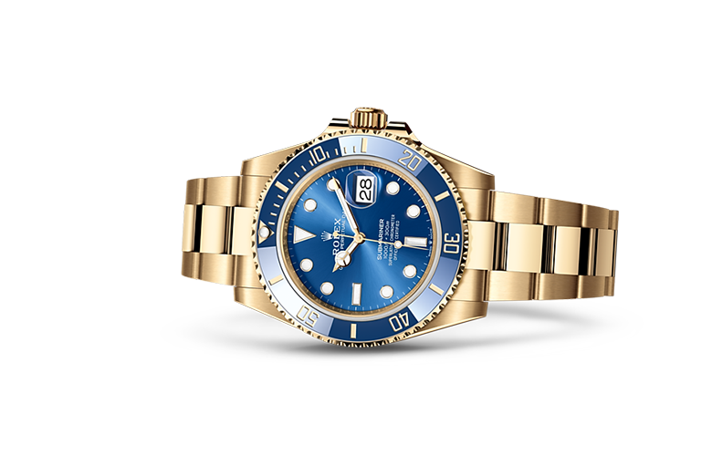 Rolex Submarine yellow gold and a blue dial date