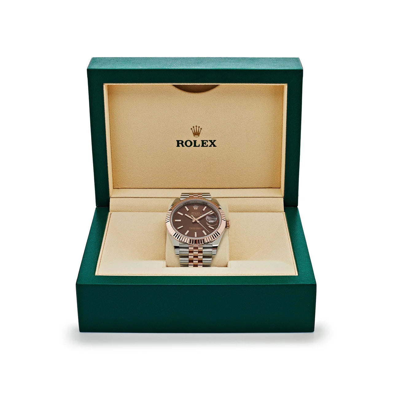 Rolex Date just 41 Two-Toned Rose Gold Stainless Steel Brown Dial