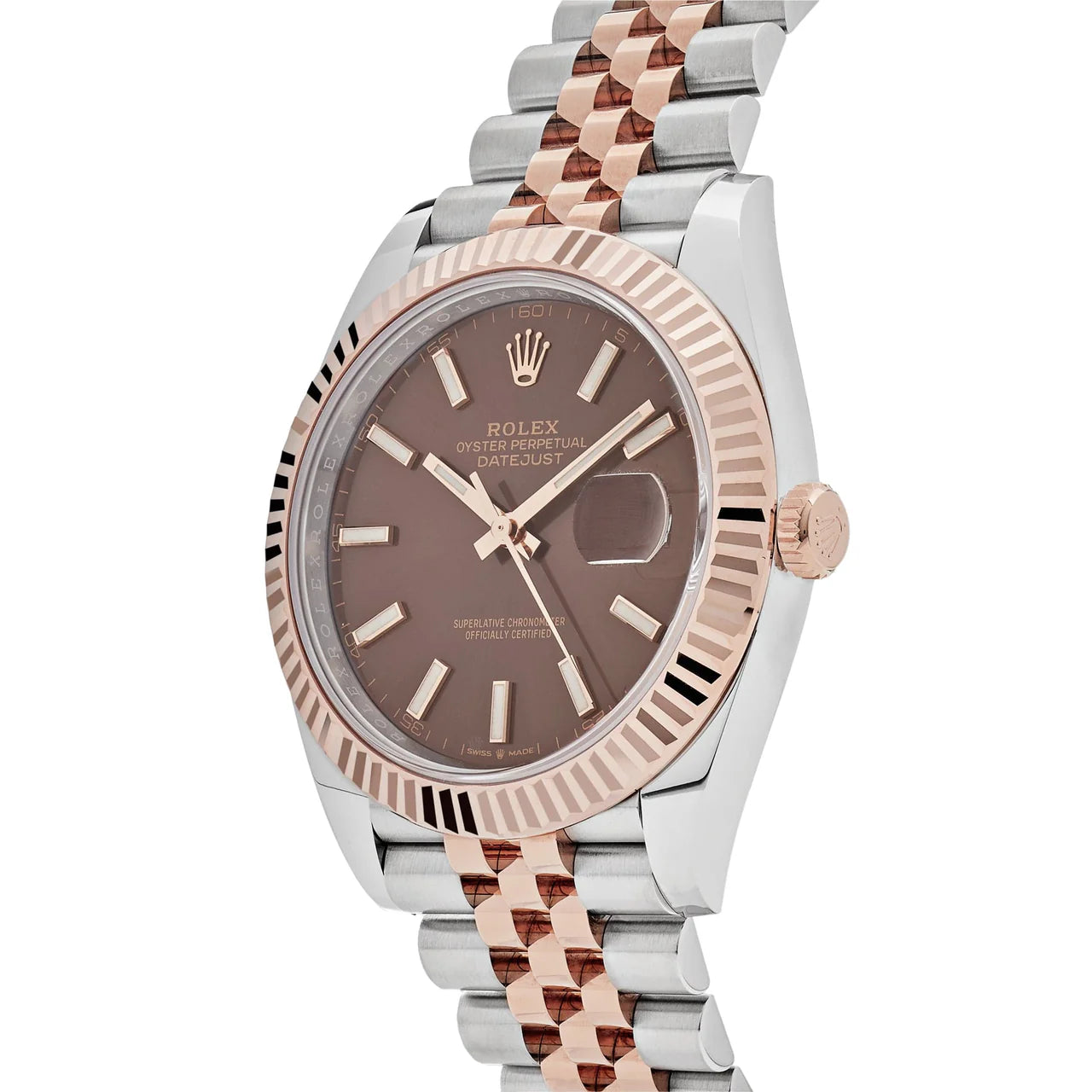 Rolex Date just 41 Two-Toned Rose Gold Stainless Steel Brown Dial
