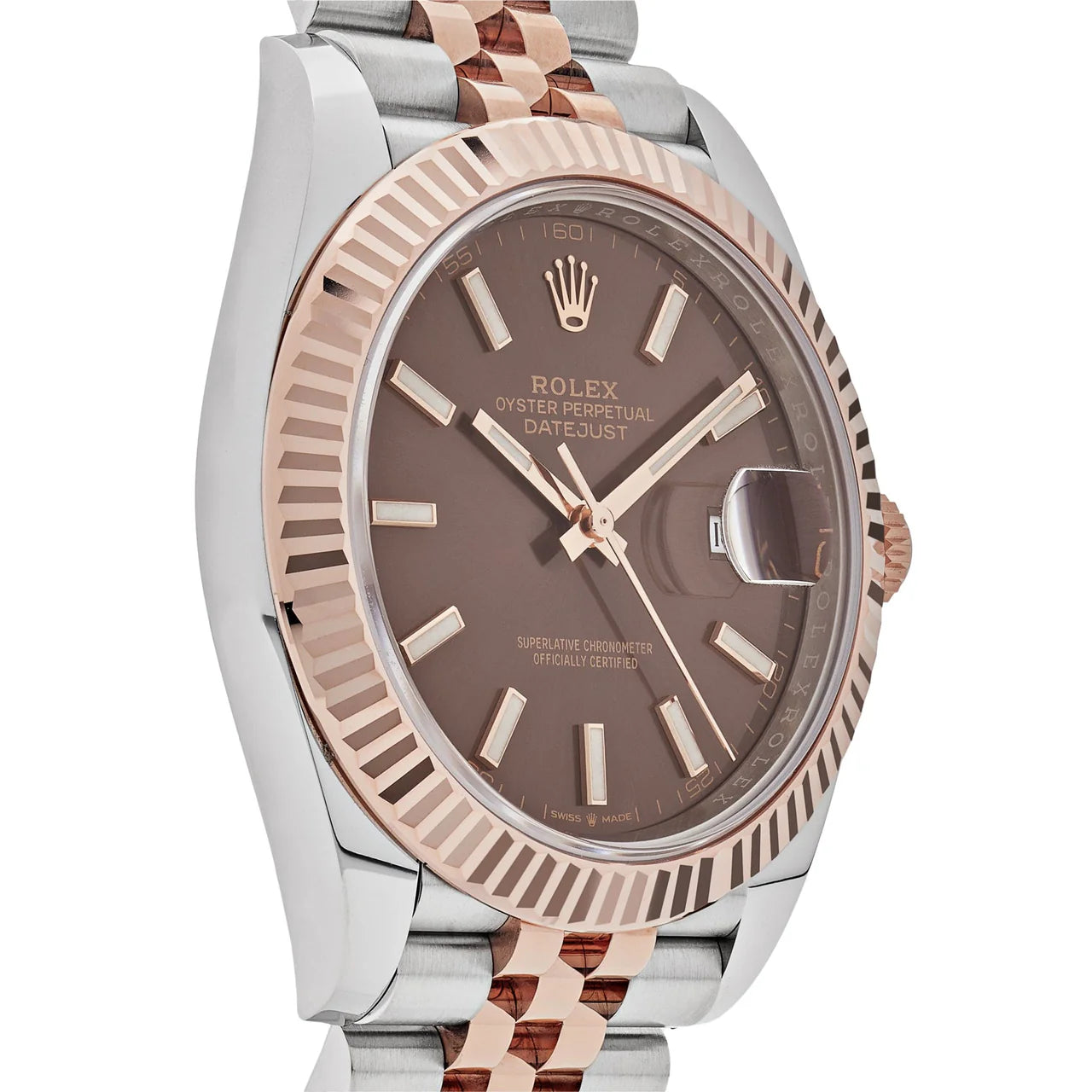 Rolex Date just 41 Two-Toned Rose Gold Stainless Steel Brown Dial