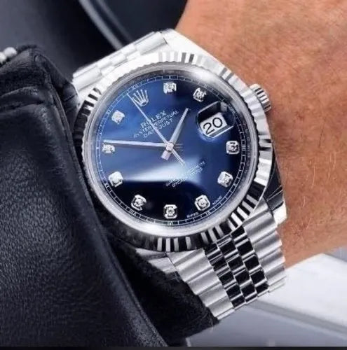 Rolex Date just 41 bright blue, diamond-set